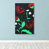 Lebhafte rote Poppione Leinwanddruck (Insitu (Holzboden))