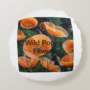 Lebhafte Rote Poppy-Blume Rundes Kissen