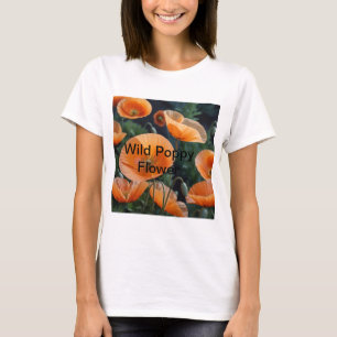Lebhafte Rote Poppy-Blume T-Shirt
