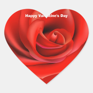 Lebhafte Rote Rose Herz-Aufkleber