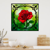 Lebhafte rote Rose Poster (Küche)