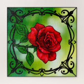 Lebhafte rote Rose Puzzle (Horizontal)