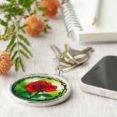 Lebhafte rote Rose Schlüsselanhänger (Seite)