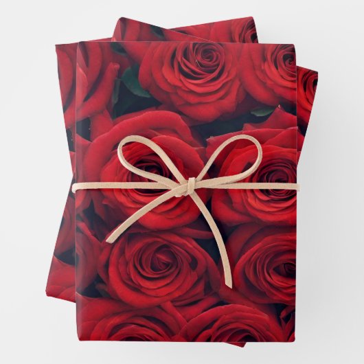Lebhafte Rote Rosen Geschenkpapier Set (Beispiel)