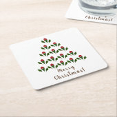 Lebhafte Rote Rosen, Holly Christmas Tree & Wish Rechteckiger Pappuntersetzer (angewinkelt)