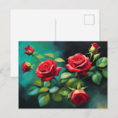 Lebhafte Rote Rosen Postkarte (Vorne/Hinten)