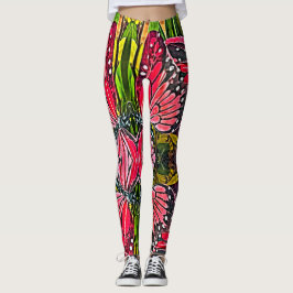 Lebhafte rote Schmetterlinge Leggings
