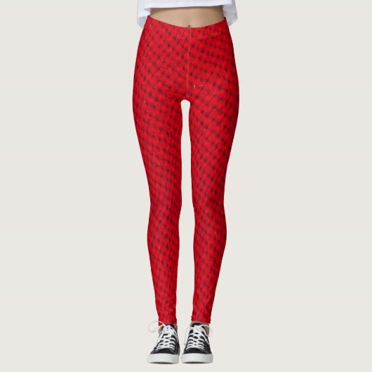 Lebhafte rote Textur Leggings (Vorderseite)