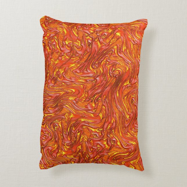 Lebhafte, rote Textur mit gelben Farbtönen Dekokissen (Rückseite(Vertikal))