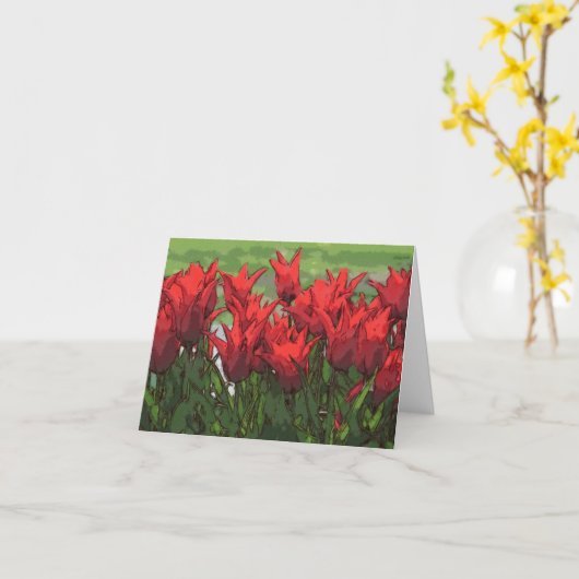 Lebhafte rote Tulpen von Aquarell Karte (Gelbe Blume)