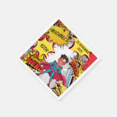 Lebhafte rote und gelbe Superheldenkarikatur Serviette (Ecke)