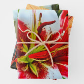 Lebhafte rote und weiße Lilien Geschenkpapier Set (Beispiel)