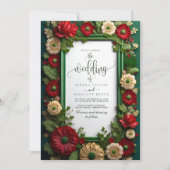 Lebhafte Royal Green Bouquet Wedding Einladung (Vorderseite)