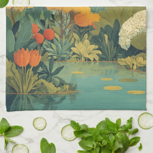 Lebhafte Safari-Jungle-Szene Geschirrtuch (Gefaltet)