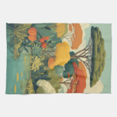 Lebhafte Safari-Jungle-Szene Geschirrtuch (Horizontal)