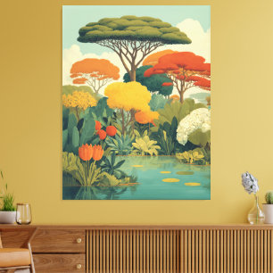 Lebhafte Safari-Jungle-Szene Leinwanddruck