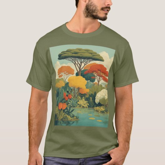 Lebhafte Safari-Jungle-Szene T-Shirt (Vorderseite)