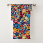 Lebhafte Sammlung farbiger Button-Blume Badhandtuch Set (Insitu)