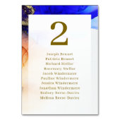 Lebhafte Sapphire Blue & Gold Hochzeitsempfehlung Tischnummer (Vorderseite)
