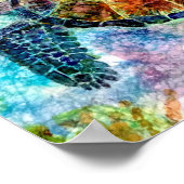 Lebhafte Schildkröte auf Reispapier Poster (Ecke)