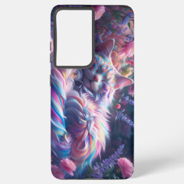 Lebhafte Schlafkatze mit geblümtem Hintergrund - D Samsung Galaxy Hülle