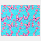 Lebhafte Schmetterlinge und Blume Fleecedecke (Vorderseite (Horizontal))