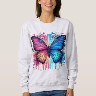 Lebhafte Schmetterlingskunst: Gradient Wings, Flor Sweatshirt