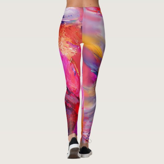 Lebhafte, schwindende rote Rollen Leggings (Rückseite)
