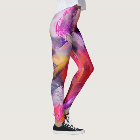 Lebhafte, schwindende rote Rollen Leggings (Rechts)