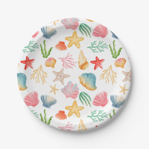 Lebhafte Seashell Ocean Sea Meeres-Feier Pappteller