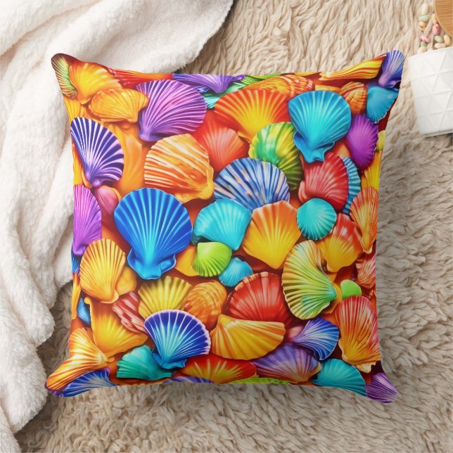 Lebhafte Seashell Symphony Art Kissen (Decke)