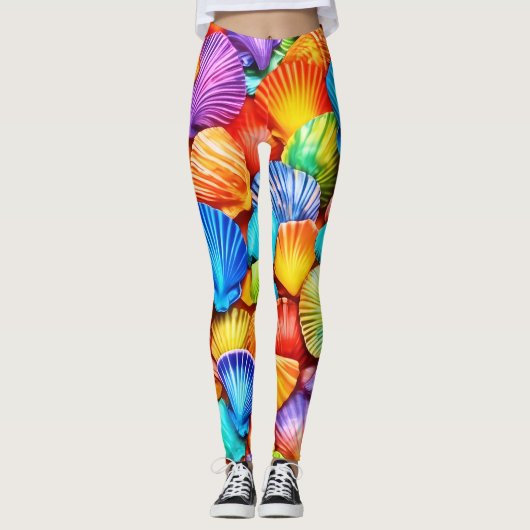 Lebhafte Seashell Symphony Art Leggings (Vorderseite)