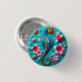 Lebhafte Seepferd- und Korallenriff-Szene Button (Vorne & Hinten)