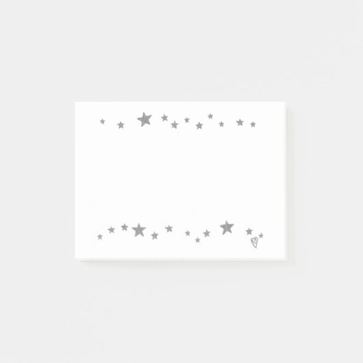Lebhafte Silber Stars Border Post Notizen (Vorderseite)