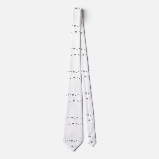 Lebhafte Silberstars auf weißen Krawatte (Vorderseite)
