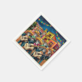 Lebhafte Skeleton Mariachi Band Día de Los muertos Serviette (Ecke)