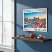 Lebhafte Skyline von Detroit bei Sunset Poster