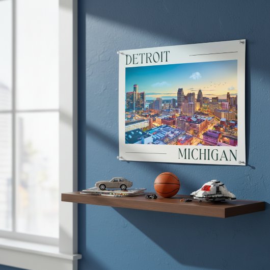 Lebhafte Skyline von Detroit bei Sunset Poster