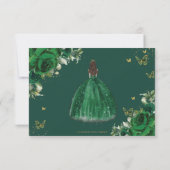 Lebhafte Smaragdgrüne Blumenprinzessin Quinceañera RSVP Karte (Rückseite)