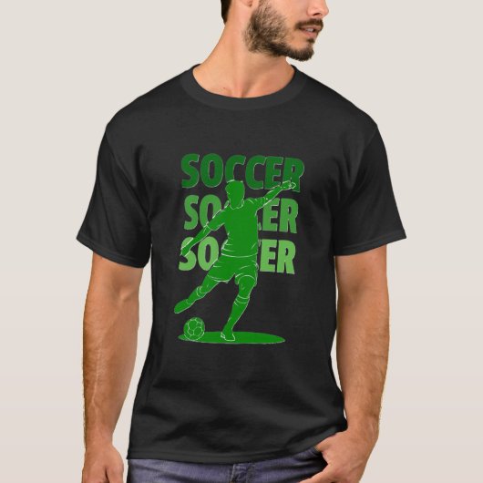 Lebhafte Soccer Player-Silhouette mit fett formati T-Shirt (Vorderseite)