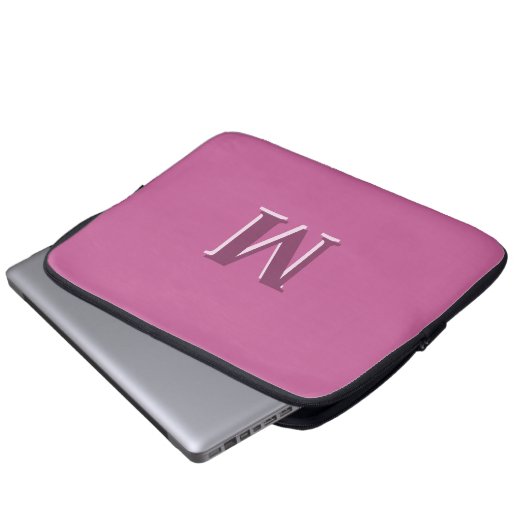 lebhafte, solide rosa Monogramm Laptopschutzhülle (Vorne Knopf)
