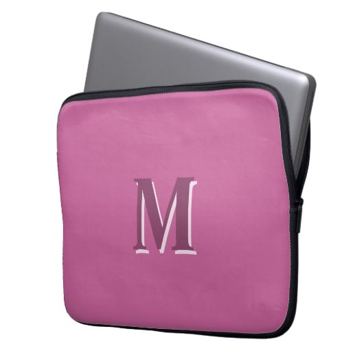 lebhafte, solide rosa Monogramm Laptopschutzhülle (Vorderseite Links)