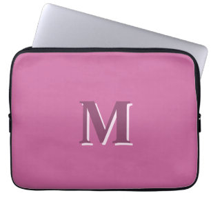lebhafte, solide rosa Monogramm Laptopschutzhülle