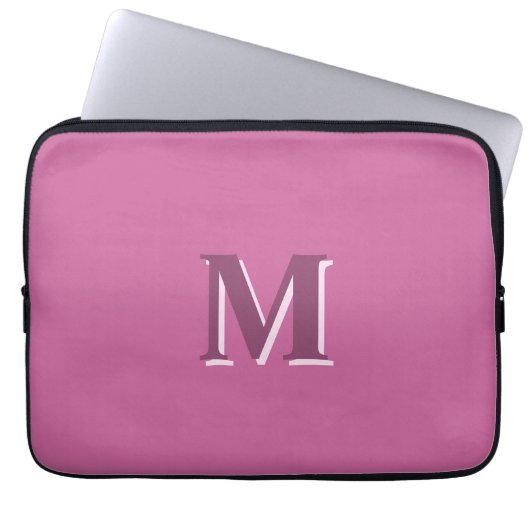 lebhafte, solide rosa Monogramm Laptopschutzhülle (Vorderseite)