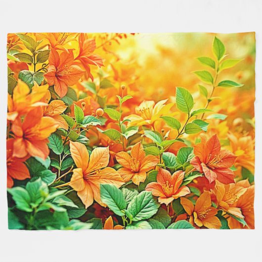 Lebhafte Sommer-Blume Fleecedecke (Vorderseite (Horizontal))