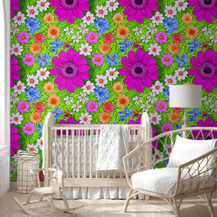 Lebhafte Sommer-Blume in lila und grün Tapete