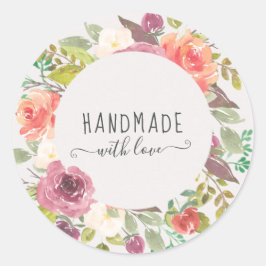 lebhafte Sommerblüte handgefertigt mit Liebe Runder Aufkleber