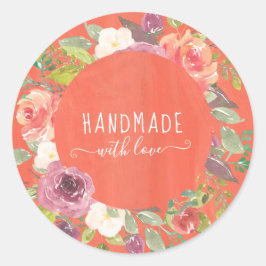 lebhafte Sommerblüte handgefertigt mit Liebe Runder Aufkleber