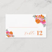 Lebhafte Sommerhochzeit in Pink und Orange Floral Platzkarte (Vorderseite)