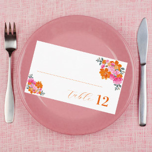 Lebhafte Sommerhochzeit in Pink und Orange Floral Platzkarte